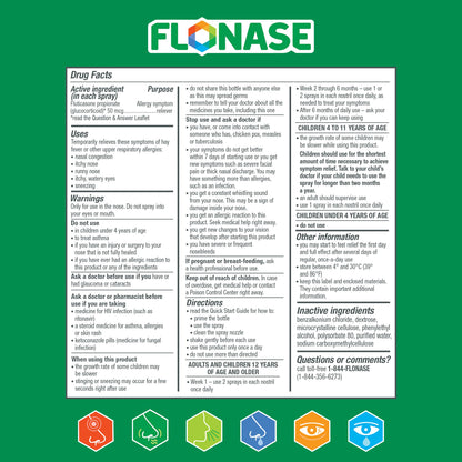 Flonase Allergy Relief Nasal Spray, 24 Hour Non Drowsy Allergy Medicine, Metered Nasal Spray - 72 Sprays - Fall and Seasonal Allergy Relief (Pack of 12)