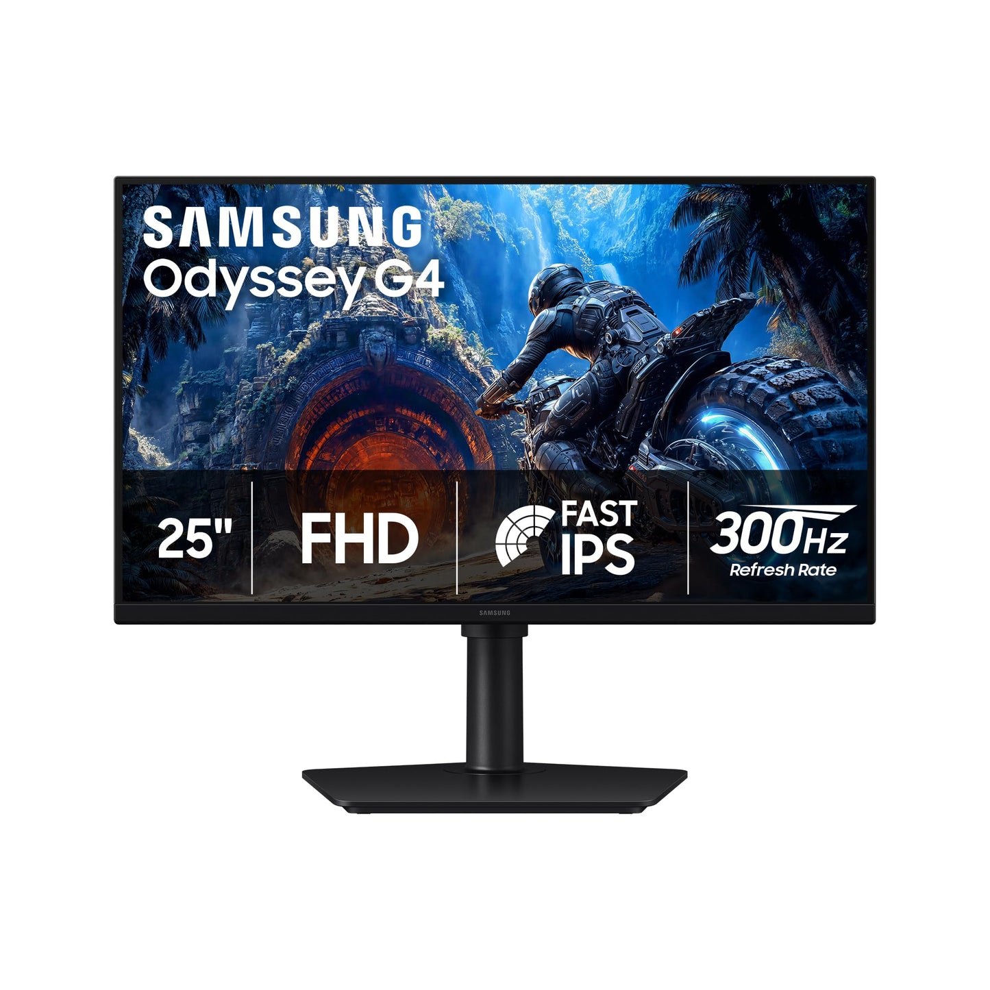 Samsung 25" Odyssey G4 (G40H) Gaming Monitor - FHD, Fast IPS, 300Hz, HDR10, 1ms, G-Sync Compatible, AMD FreeSync Premium, Black Equalizer, Virtual Aim Point, HAS/Tilt/Swivel/Pivot, LS25HG402ENXZA