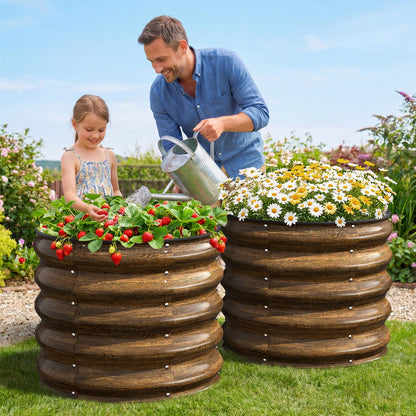 Kesfitt Raised Garden Bed, 5x2x1 FT Galvanized Steel Metal Raised Garden Bed, Oval Open-Bottom Design, 12-Inch Deep for Outdoor Vegetable & Herb Gardening, Fruit Green