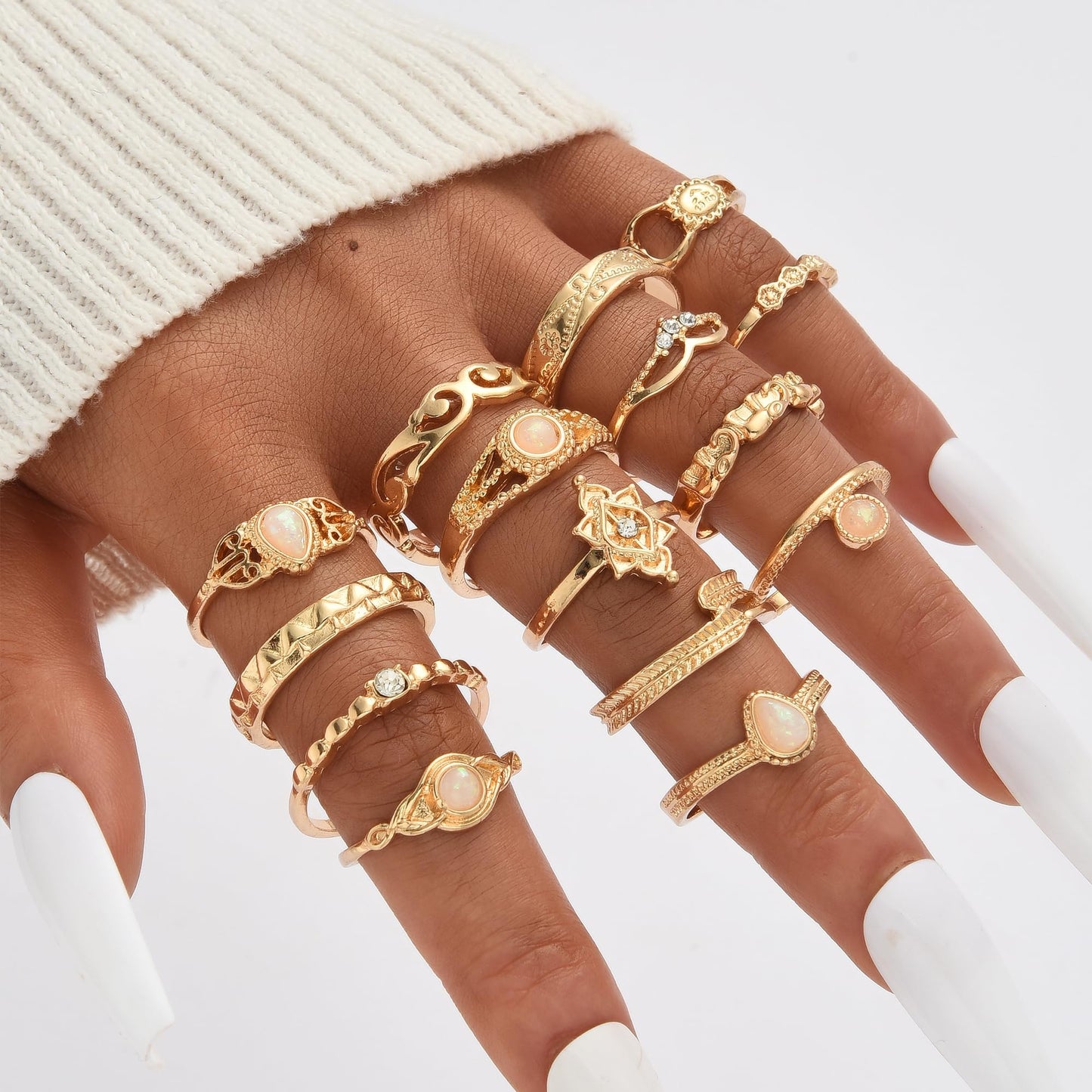 FAXHION 24-60 Pcs Gold Stackable Rings for Women, Knuckle Rings Chunky Gold Ring Set Dainty Stacking Cute Rings, Multiple Sizes Cute Jewelry Set Gift