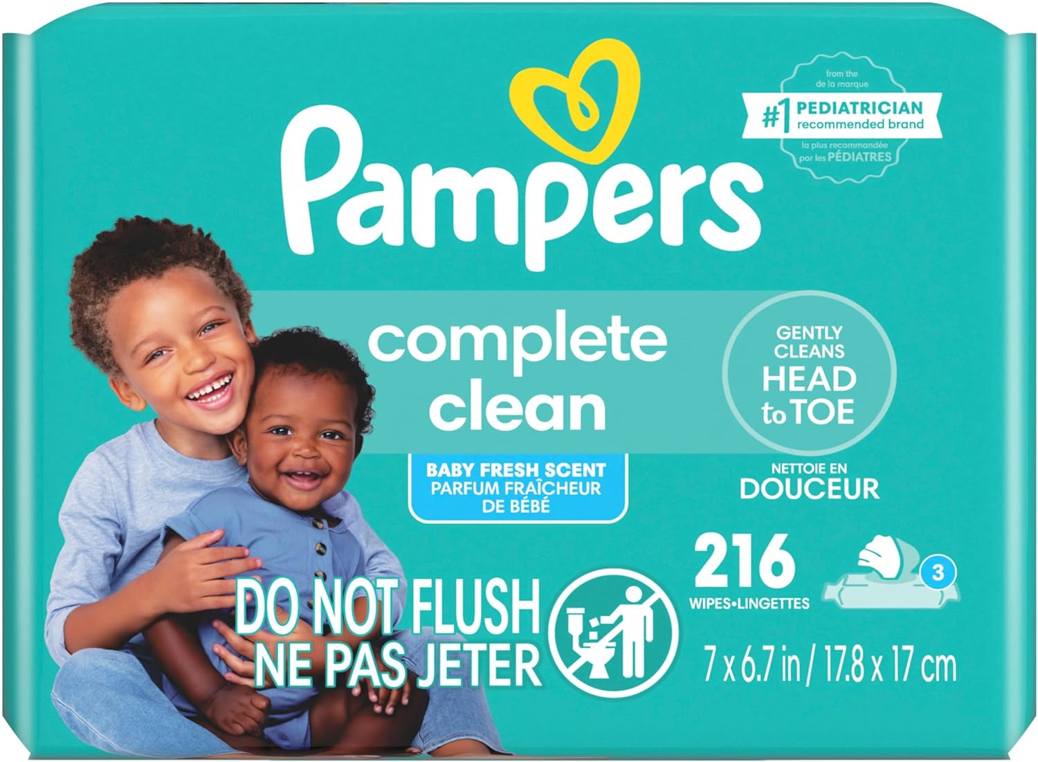 Pampers Complete Clean Baby Wipes - Fresh Scent 3X Pop-Top Packs 216 Count
