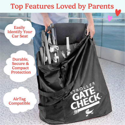 J.L. Childress Gate Check Bag for Single & Some Double Strollers - Travel Bag for Airplane, Fits Most Standard Baby Strollers, Airport Accessories Gate Check, Flying Essentials - Neon Blue