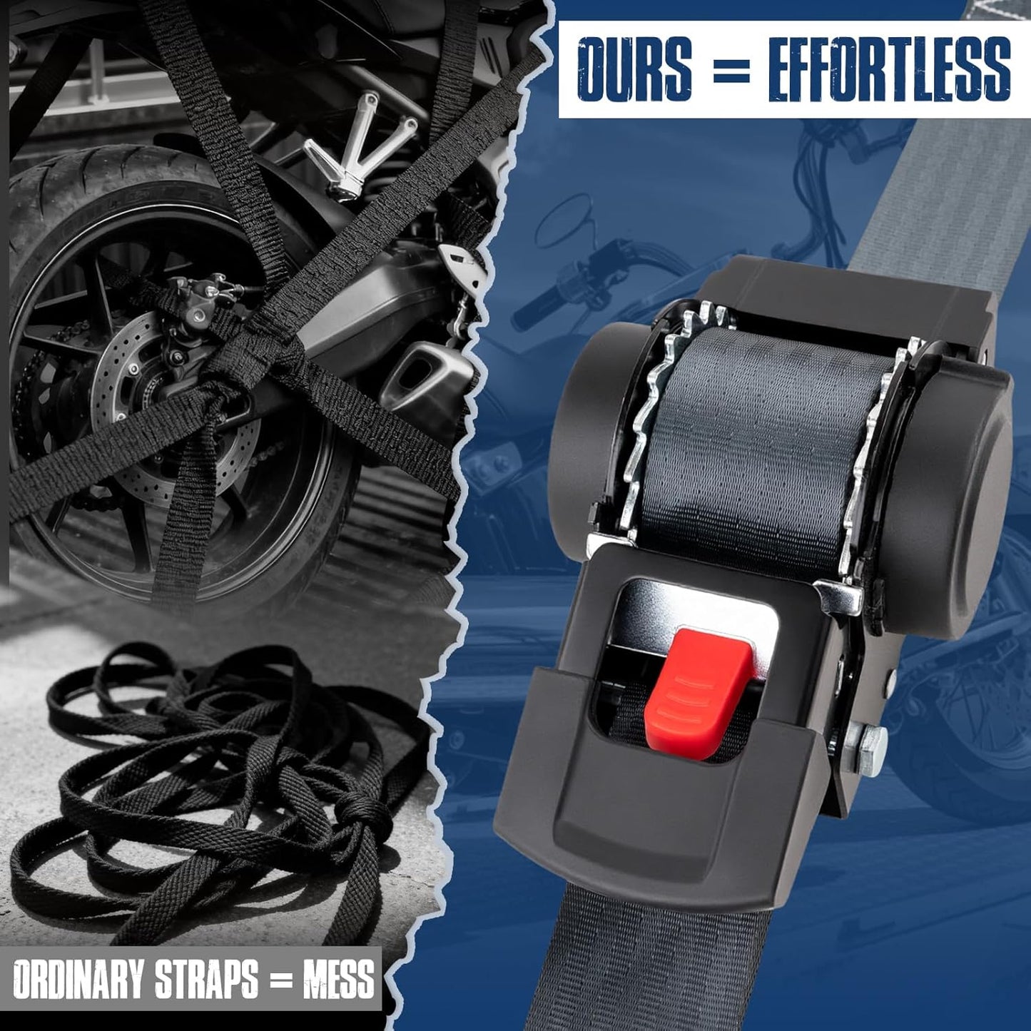 2 Pack Retractable Ratcheting Straps - 2 Inch x 10 Feet, 3,000lbs Break Strength, Heavy-Duty Ratchet Tie-Down Straps for Moving, Cargo,Truck, Motorcycle