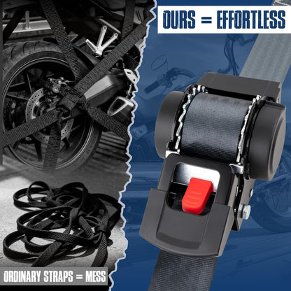 2 Pack Retractable Ratcheting Straps - 2 Inch x 10 Feet, 3,000lbs Break Strength, Heavy-Duty Ratchet Tie-Down Straps for Moving, Cargo,Truck, Motorcycle
