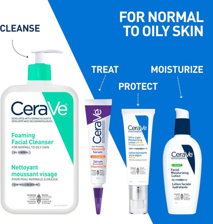 CeraVe Schäumendes Reinigungsgel, Sanfte Gesichtsreinigung mit Hyaluronsäure, Niacinamid, Ceramiden. Make-up-Entferner für fettige Haut, verstopft die Poren nicht. Öl- und Talgkontrolle. Nicht komedogen, empfindliche Haut, Männer & Frauen, 562ML