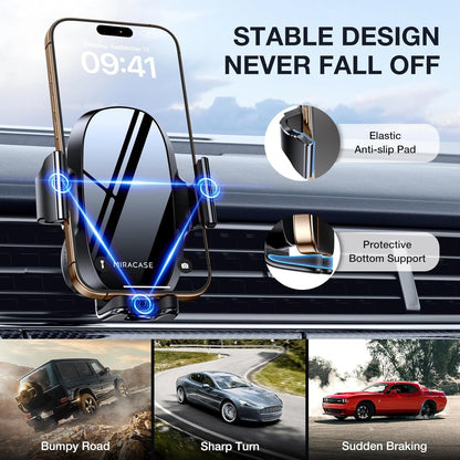 Miracase Handyhalterung für Lüftungsschlitze im Auto【2026 Breitere Klemme & Metallhaken】 Handyhalterung für Lüftungsschlitze im Auto, Freisprechfunktion, Handy-Autohalterung für iPhone 17 Pro Max 16 15 14 13 12 Samsung S25 Autozubehör