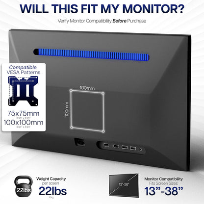 VIVO Dual-Monitor Tischhalterung, für 2 Bildschirme bis zu 30 Zoll und je 10 kg, Hochleistungs-Stahlständer voll verstellbar mit Klemme und Tülle, Schwarz, STAND-V002