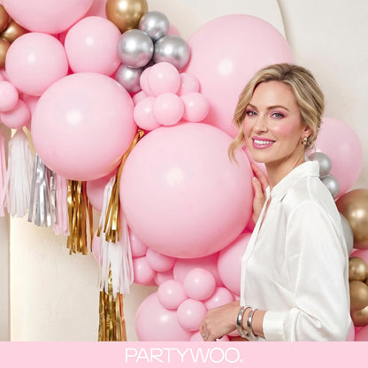 PartyWoo Light Pink Balloons 100 pcs Different Sizes of 36 18 12 10 5 Inch Pastel Baby Pale Pink Balloon Arch Kit Garland for Baby Shower Valentine's Day Princess Birthday Party Decorations Pink-Y48