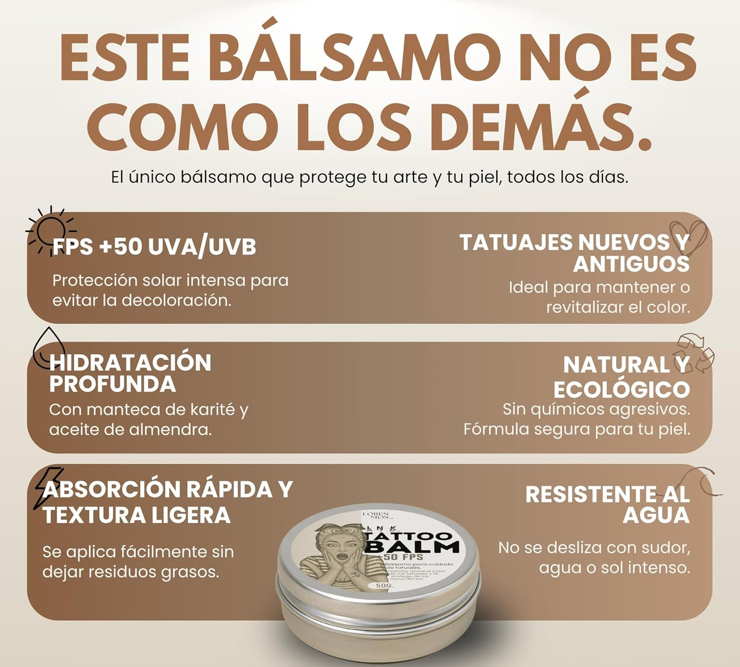 Tattoo Balm +50 SPF Sunscreen — Hydrating Tattoo Aftercare Cream for Color Protection & Daily Skin Moisture — Fast-Absorbing, Non-Greasy, Vanilla Scent