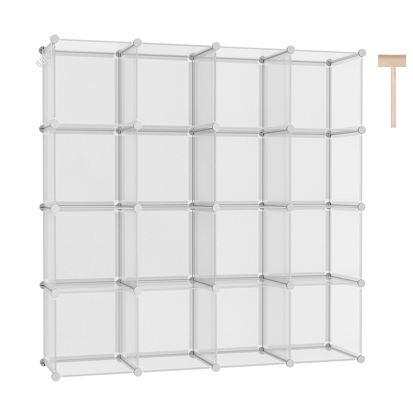 C&AHOME Cube Storage Organizer, 16-Cube Shelves Units, Plastic Storage Cubes, DIY Closet Organizer, Modular Closet Storage Shelves Ideal for Home, Bedroom, 48.4" L × 12.4" W × 48.4" H Black SUM3016H