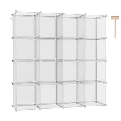 C&AHOME Cube Storage Organizer, 16-Cube Shelves Units, Plastic Storage Cubes, DIY Closet Organizer, Modular Closet Storage Shelves Ideal for Home, Bedroom, 48.4" L × 12.4" W × 48.4" H Black SUM3016H