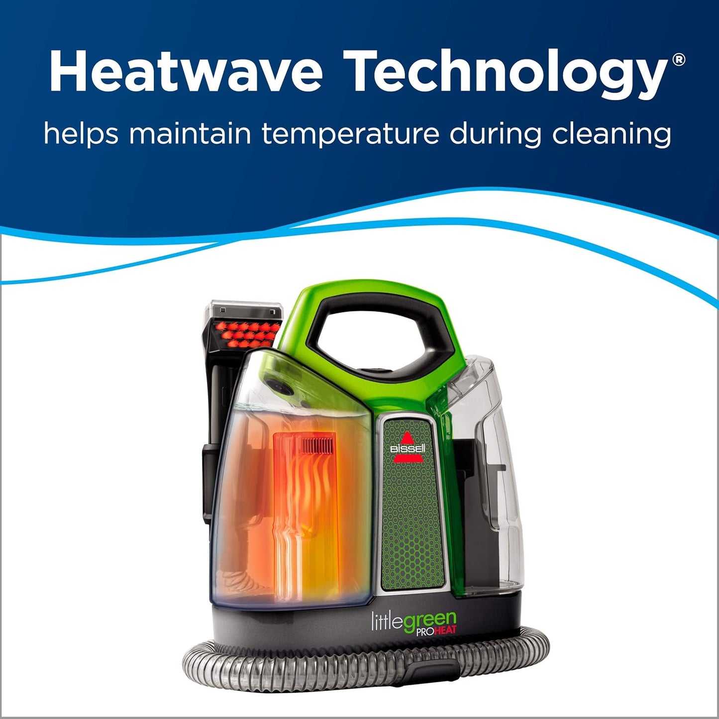 BISSELL Little Green Proheat Tragbarer Tiefenreiniger/Fleckenentferner und Auto-/Fahrzeugpfleger mit HydroRinse-Werkzeug für Teppiche und Polster, 2513E (Generalüberholt) (Generalüberholt)