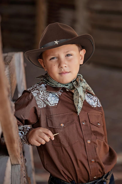 Cowboyhut für Jungen Mädchen Western Filzhut Fedora für Kinder 3-6 Jahre