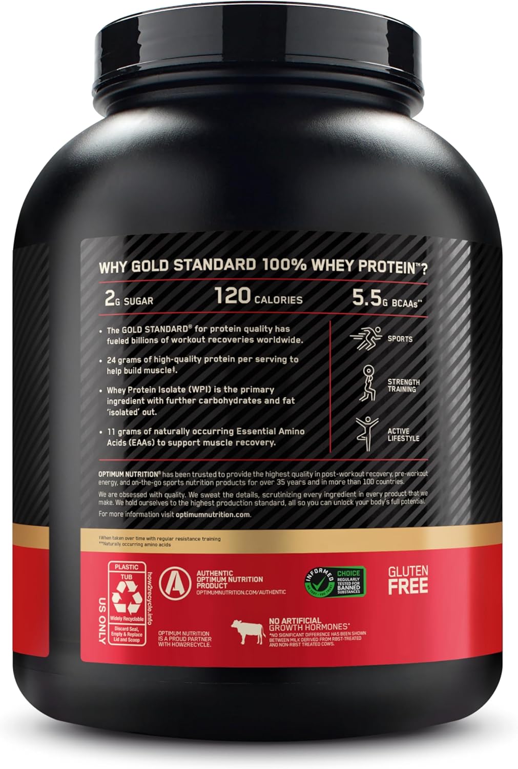OPTIMUM NUTRITION Gold Standard 100% Whey Protein Powder, Double Rich Chocolate, 2.27kg - [packaging may vary]