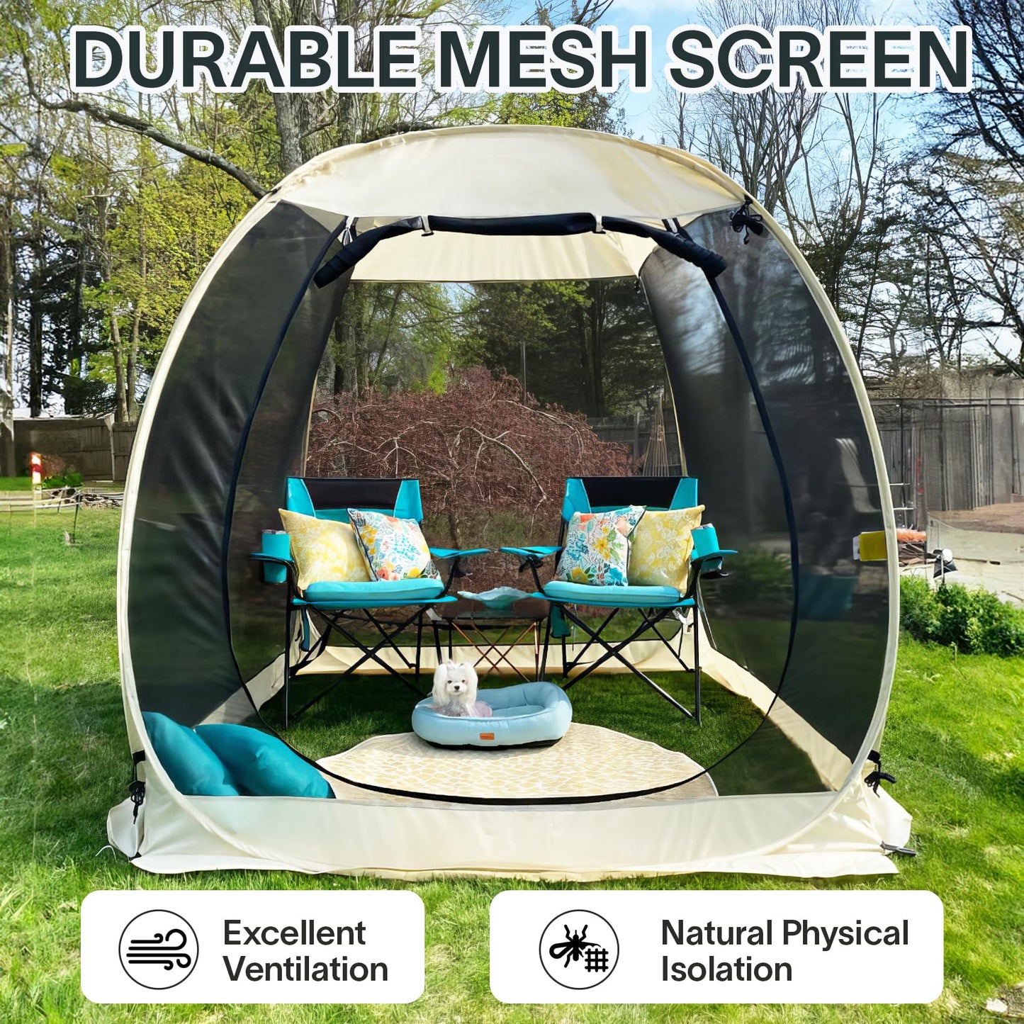 Alvantor Pop Up Screen House Tent, Instant Outdoor Gazebo with Mosquito Netting & UPF 50+ Sun Protection, Portable Canopy Shelter for Patio, Backyard, Camping (2-10 Person)