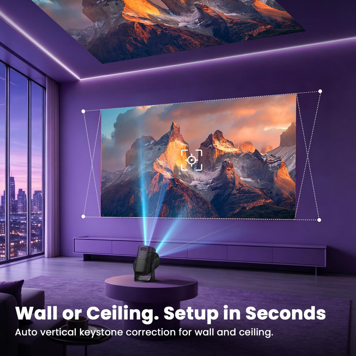 HAPPRUN Roku TV Smart Mini Projector with WiFi and Bluetooth for Portable