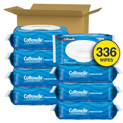 Cottonelle Fresh Care Feuchte Toilettentücher, Erfrischungstücher für Erwachsene, 4 Spenderboxen, 42 Tücher pro Box (insgesamt 168 Tücher), Verpackung kann variieren