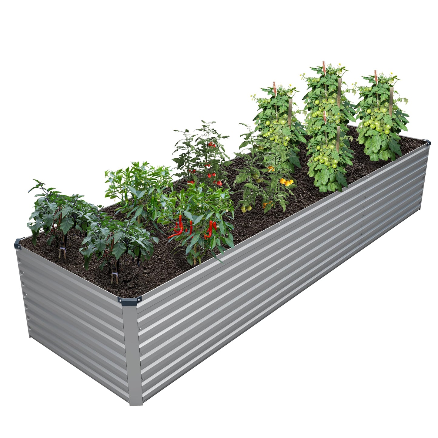 DIIYIV Galvanized Raised Garden Bed Kit Outdoor Patio,6x3x2ft Large Rectangular Metal Planter Boxes,Deep Root Box Planter for Gardening,Vegetables,Flowers,Herbs-Silver