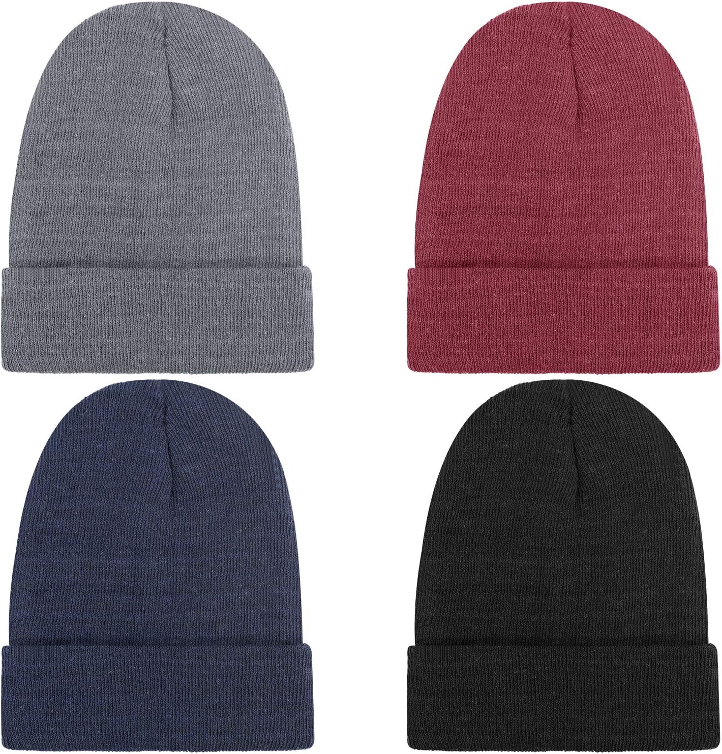 MENOLY Kinder Wintermütze, 4er Pack Winter-Beanies Stretch-Mütze Strickmütze Beanie Mütze für Mädchen Jungen