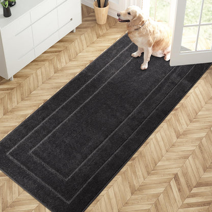 PURRUGS Dirt Trapping Door Mat 32" x 70", Non-Slip/Skid Machine Washable Entryway Rug, Dog Doormat, Super Absorbent Welcome Mat for Muddy Wet Shoes and Paws, Grayish Brown