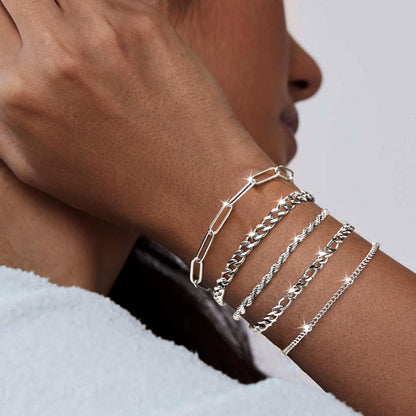 Goldarmbänder für Frauen Stapel Nicht Anlaufen, 14K Vergoldete Stapelbare Armbänder Set für Frauen Trendy, Wasserdicht Einfacher Schmuck Sets Geschenke Inklusive Perlen-/Kuban-/Büroklammer-/Fischgräten-/Seilglieder-Kette, Modeaccessoires