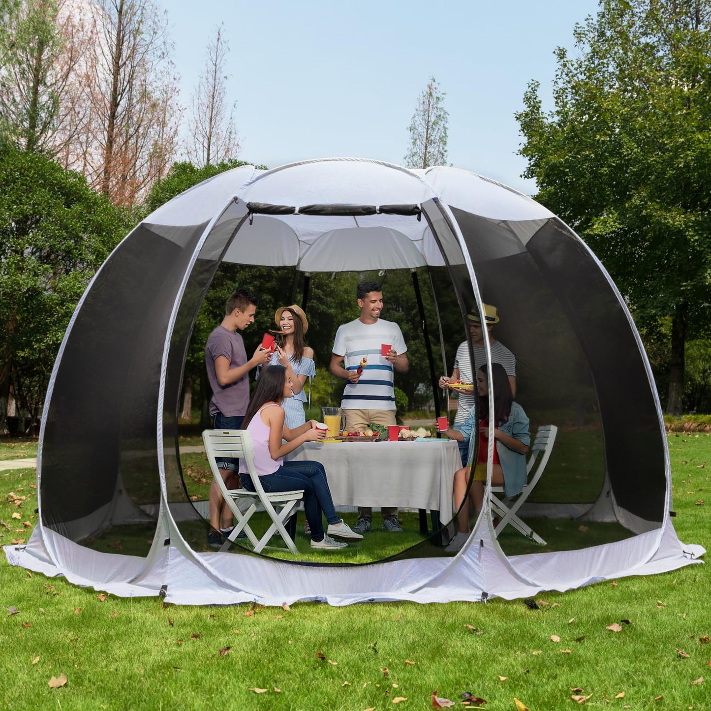 Alvantor Pop Up Screen House Tent, Instant Outdoor Gazebo with Mosquito Netting & UPF 50+ Sun Protection, Portable Canopy Shelter for Patio, Backyard, Camping (2-10 Person)