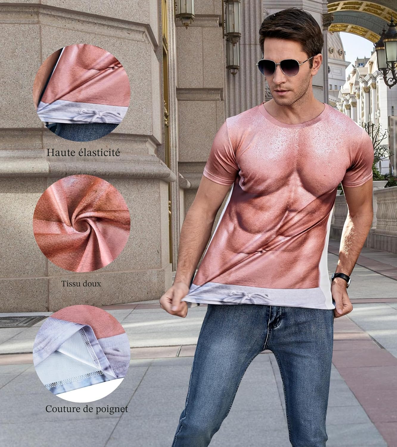 Cozople Herren T-Shirts 3D Bedruckt Lustige Shirts Hässliche Kurzarm Rundhals Oberteil Tee