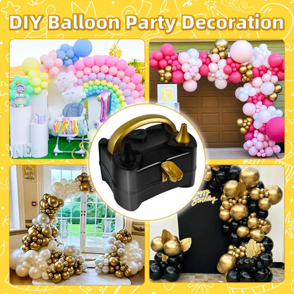 Bomba de globos eléctrica Bezente, inflador de globos portátil, bomba de aire eléctrica para globos, bomba de globos eléctrica de doble boquilla para decoraciones de fiestas de cumpleaños, bodas y graduaciones