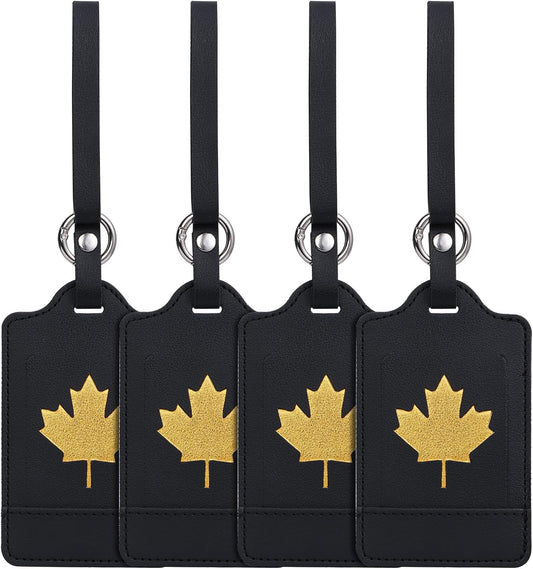 4 Pack Luggage Tag, Anyos PU Leather Travel Bag Labels Suitcase Baggage Tags with Name ID Card Privacy Protection