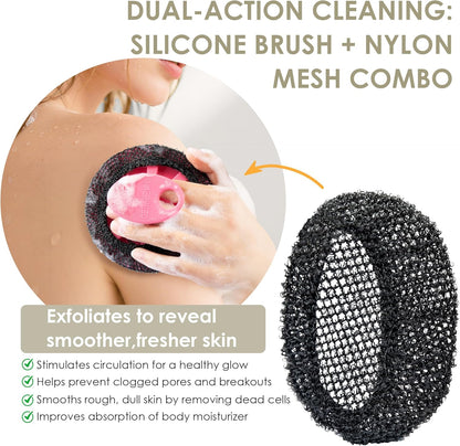 INNERNEED Duschbürste aus weichem Silikon in Lebensmittelqualität, Hand-Körperbürste zur Hautreinigung, sanftes Peeling, gute Schaumbildung (Schwarz)