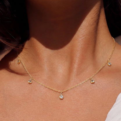 Tewiky Dainty 14k Gold Plated/Silver Cubic Zirconia Necklaces for Women, Simple CZ Jewelry Necklaces Trendy Gifts