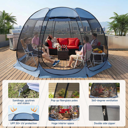Alvantor Pop Up Screen House Tent, Instant Outdoor Gazebo with Mosquito Netting & UPF 50+ Sun Protection, Portable Canopy Shelter for Patio, Backyard, Camping (2-10 Person)