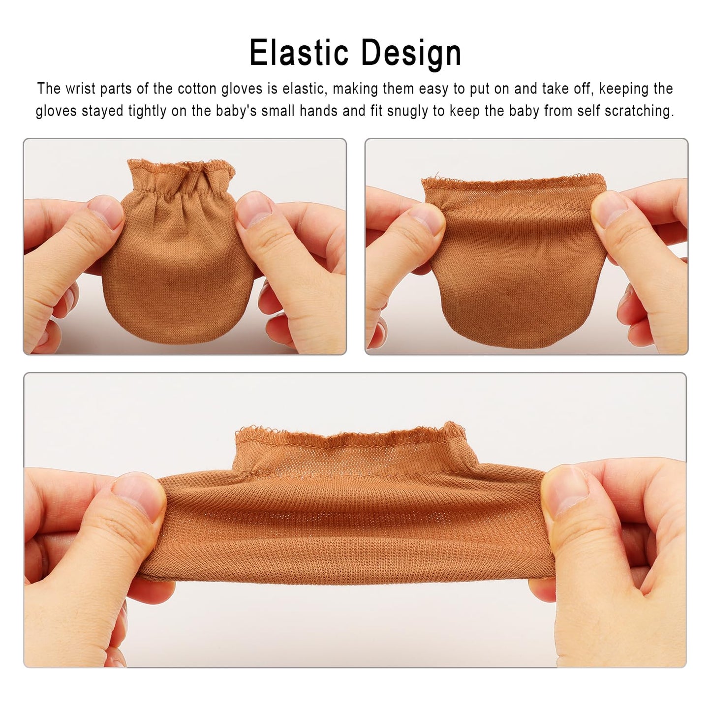 BQUBO Baby Fäustlinge Kratzschutz Handschuhe aus Baumwolle mit elastischem Bündchen Hypoallergen für Neugeborene und Babys von 0-6 Monaten Jungen und Mädchen