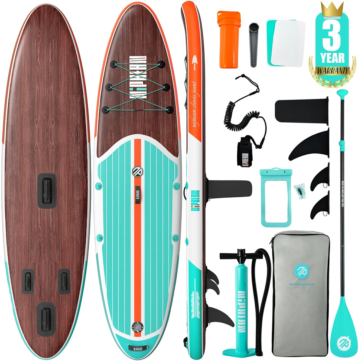 Niphean Inflatable Stand Up Paddle Board with SUP Accessories, Anti-Slip EVA Deck, 10’6’’ Inflatable Paddle Boards for Adults & Youth of All Skill Levels