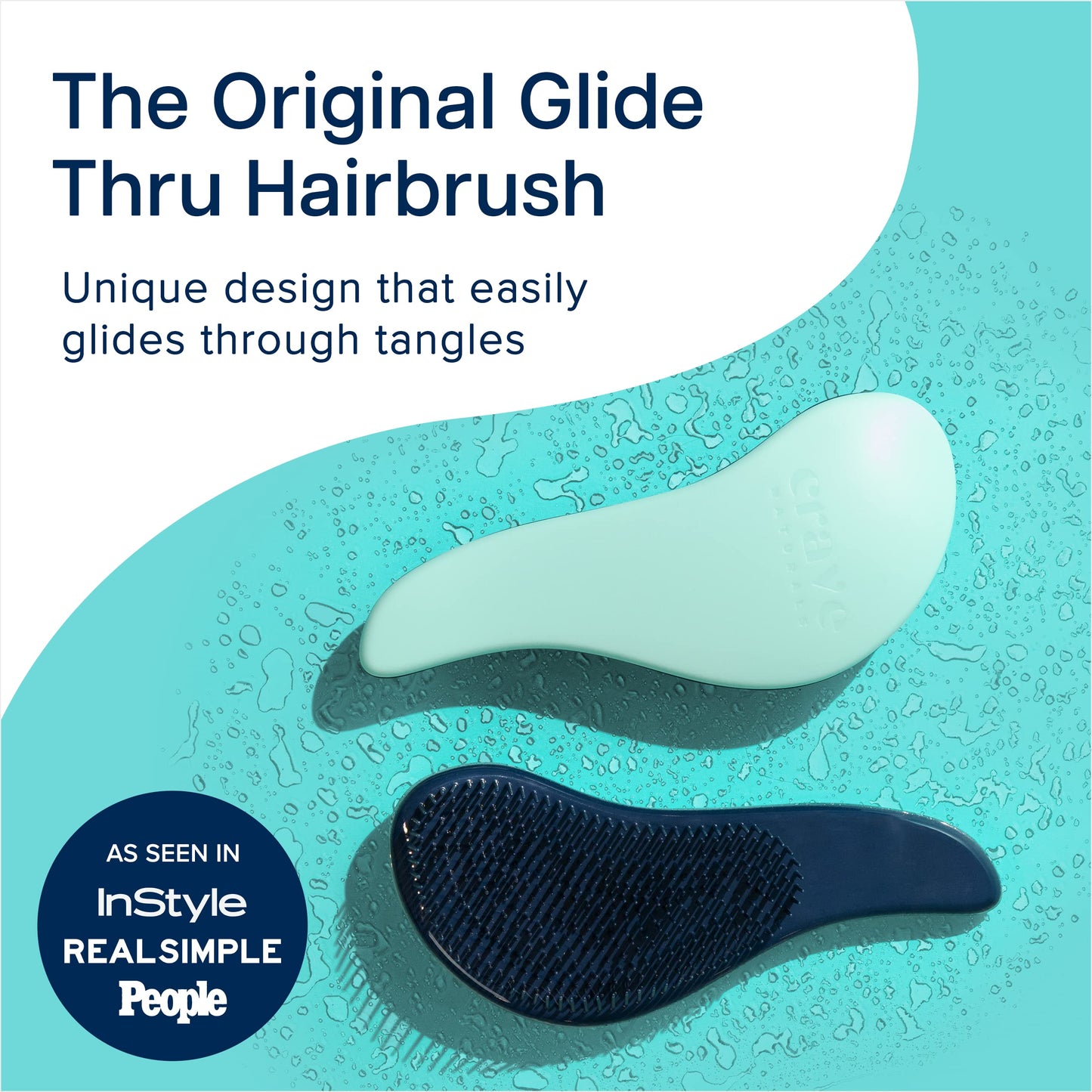 Crave Naturals Glide Thru Entwirrbürste für Erwachsene und Kinder. Entwirrbürste für natürliches, lockiges, glattes, nasses oder trockenes Haar. Haarbürsten für Frauen. Stylingbürste (Blau)