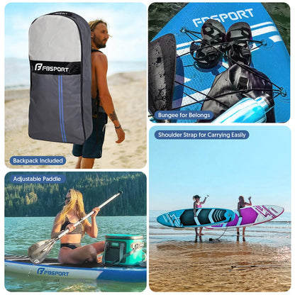 FBSPORT 11' Premium Stand Up Paddle Board, Yoga Board with SUP Accessories & Carry Bag | Wide Stance, Surf Control, Non-Slip Deck, Leash, Paddle and Pump for Youth & Adult