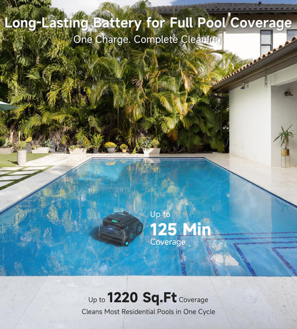 (2026 NEW) WYBOT B1 Cordless Robotic Pool Vacuum for Inground Pools, Six-Roller Brush 4-in-1 Smart Pool Cleaner, Edge Cleaning High Obstacle Crossing, Lightweight, App Navigation, Gray Black