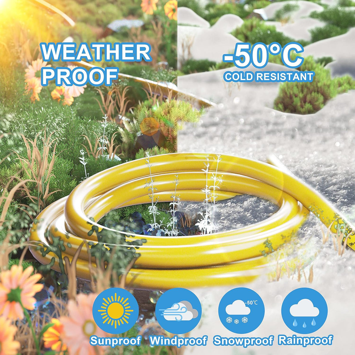 HUANCHAIN Indoor Outdoor Black Extension Cord 25 ft Waterproof, 16/3 Gauge Flexible Cold-Resistant Appliance Cable Outside, 13A 1625W 16AWG SJTW, 3 Prong Electric Cord, ETL