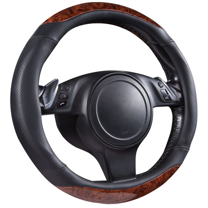 CAR PASS Line Rider Mikrofaser-Leder Sportlicher Lenkradbezug Universal Passend für 95% LKW, SUV, PKW, 36,8-38,1 cm Rutschfest Sicher Bequem Design (Schwarz-Grau)
