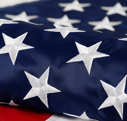 American Flag 8x12 ft: Long Lasting US Flag, Heavy Duty Nylon, Embroidered Stars, Sewn Stripes, Brass Grommets, UV Protection Perfect for Outdoors! USA Flag