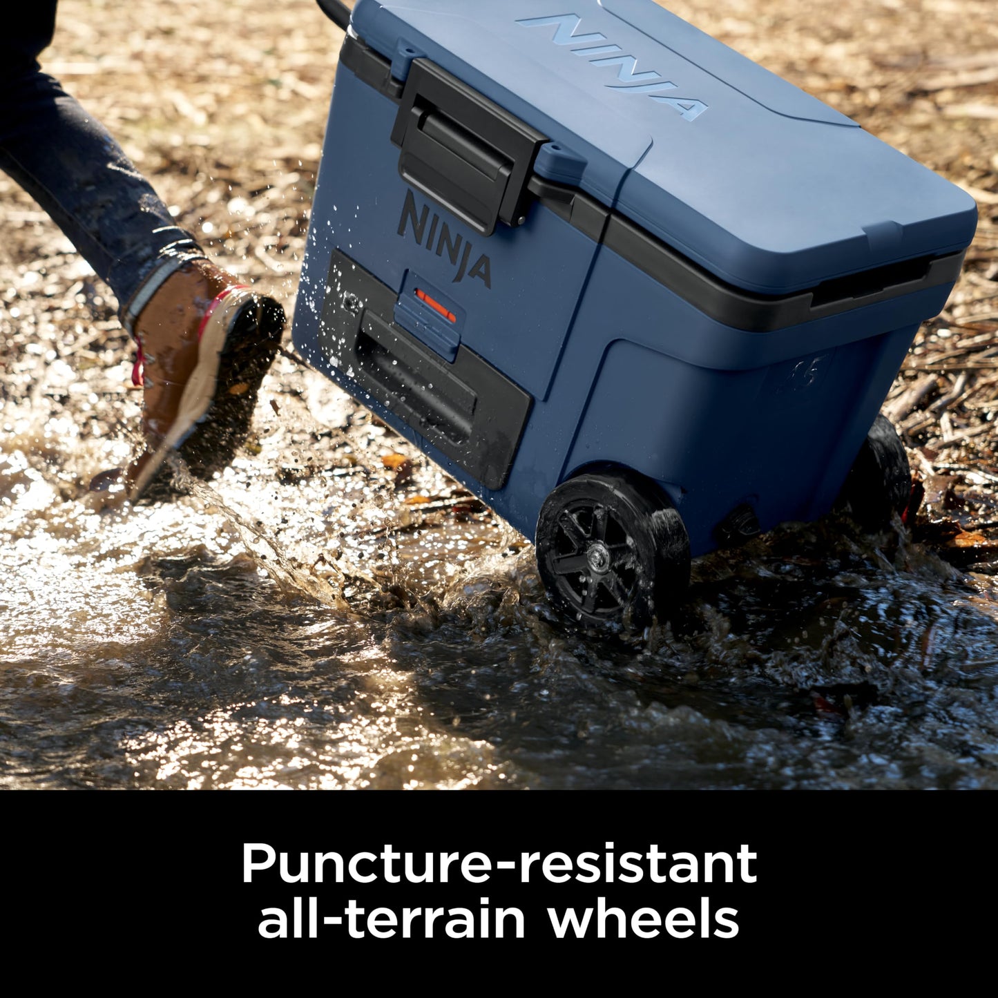 Ninja FrostVault 45QT Cooler with Wheels | Insulated with Temp Dry Storage Drawer | Keeps Ice Cold for Days | for The Beach, Camping, Picnics & More | Halocline Green | FB245TL