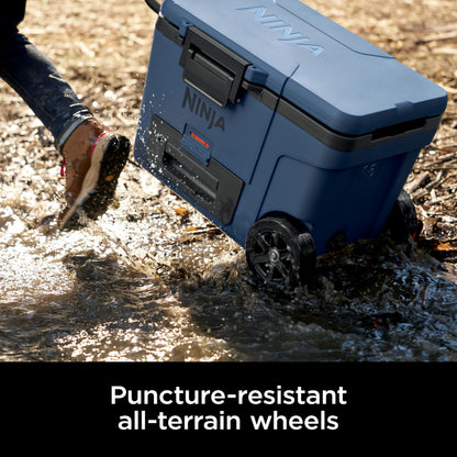 Ninja FrostVault 45QT Cooler with Wheels | Insulated with Temp Dry Storage Drawer | Keeps Ice Cold for Days | for The Beach, Camping, Picnics & More | Halocline Green | FB245TL