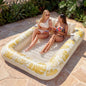 SLOOSH Inflatable Tanning Pool Lounger Float, 85" x 57" Extra Large Pool Floats Adult with Pillow, 4 in 1 Suntan Tub Raft Floatie,Sunbathing Bed Lounge for Water Blow Up Ball Pit Party Gifts, XL-Blue