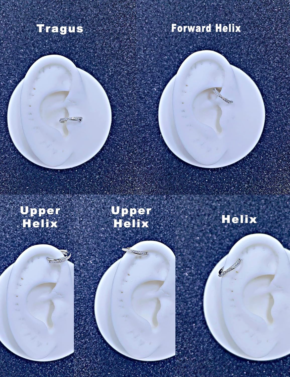 TDEBA Conch Piercing Schmuck, 316L Chirurgenstahl Segment Nasenring, CZ Knorpel Ohrringe, Lippenring, Segment Helix Rook Nahtloser Clicker Piercing Schmuck