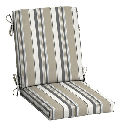 Arden 2-Pack Outdoor Patio Dining Chair Cushion, 20x44, Rain-Proof Seat Pad, Fade-Resistant Outdoor Cushion Black Cabana Stripe