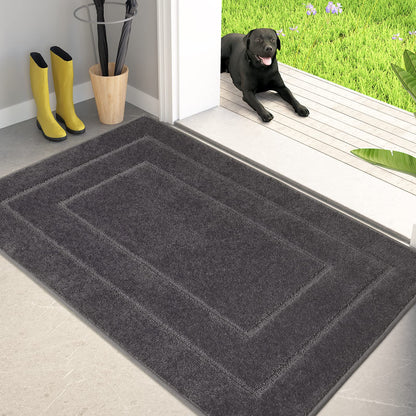 PURRUGS Dirt Trapping Door Mat 32" x 70", Non-Slip/Skid Machine Washable Entryway Rug, Dog Doormat, Super Absorbent Welcome Mat for Muddy Wet Shoes and Paws, Grayish Brown