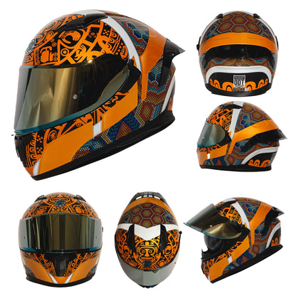 HAX Obsidian Full Face Dual Visor Adult Motorcycle Helmet for Motorbike Street Bike with Pinlock Ready DOT Approved Matte Black Gold L