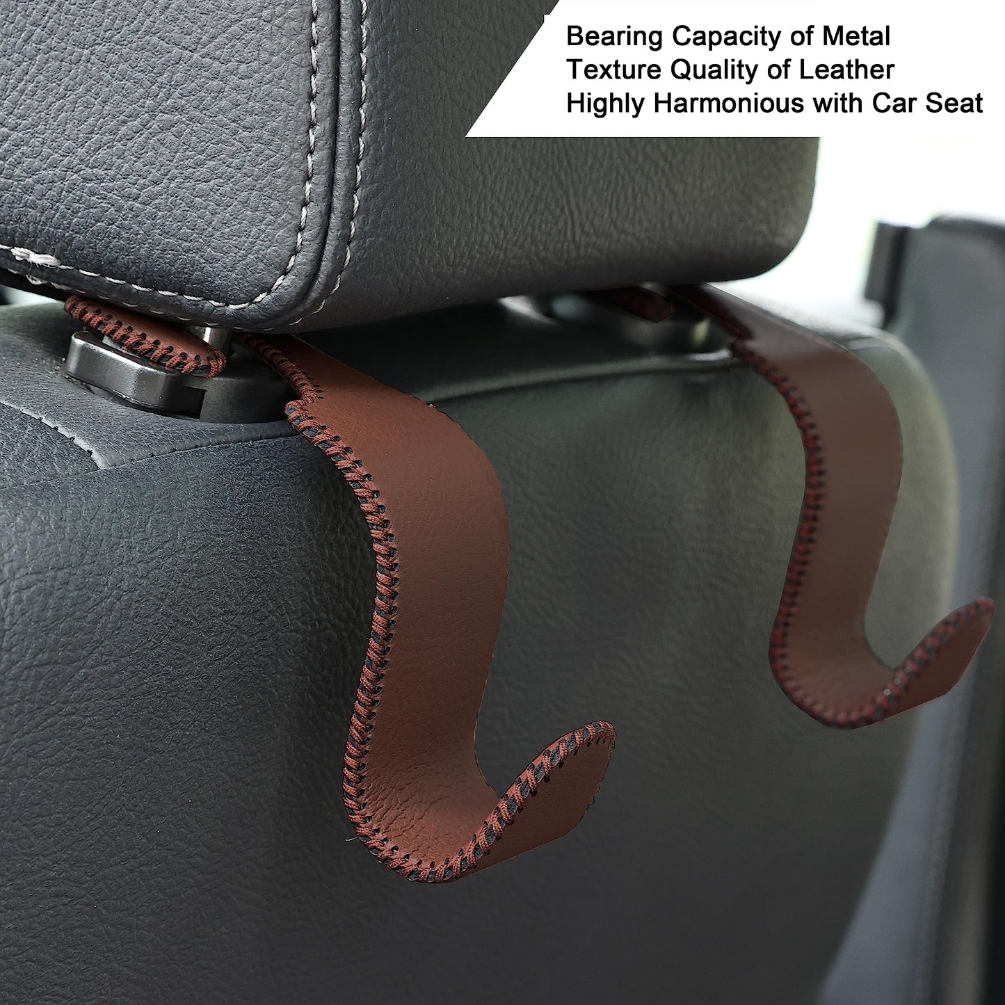 Amooca 4-Pack Car Headrest Hooks Vehicle Storage Organizer for Purses Handbags Groceries Backpack Coats –Holds 55lbs 360° Rotating Black