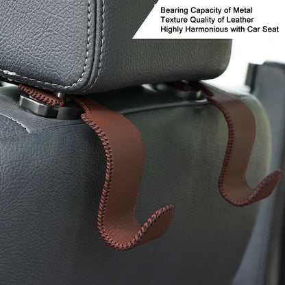 Amooca 4-Pack Car Headrest Hooks Vehicle Storage Organizer for Purses Handbags Groceries Backpack Coats –Holds 55lbs 360° Rotating Black