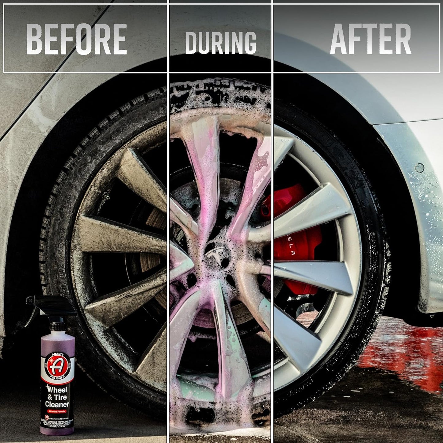 Adam’s Wheel & Tire Cleaner - A Chemical Formula That Combines Our Wheel Cleaner & Tire & Rubber Into An All In One Formula - Works On Alloy Chrome Aluminum Clear-Coated Painted Rims (Collection)